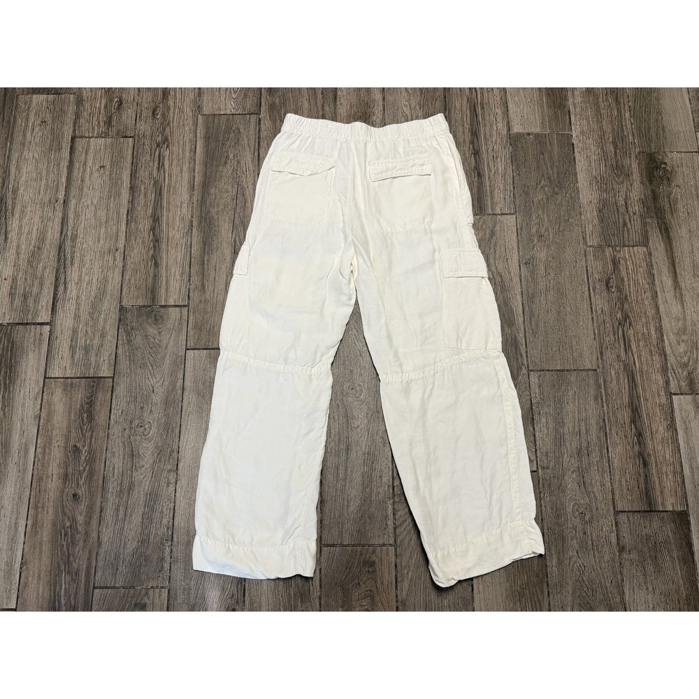 Vince Cargo Pants Womens 10 White Linen Blend Utility Relaxed Fit Pocket Casual - Picture 2 of 8